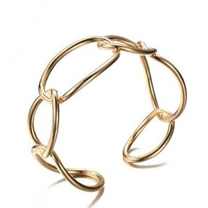 Gold Bangle Bracelet Open Geometric Cuff NWT